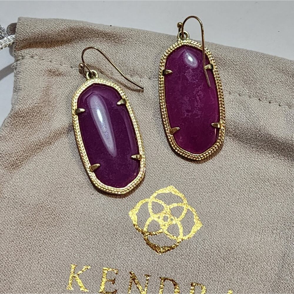 Kendra Scott Elle gold and reddish purple‎ earrings